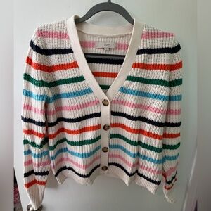 LOFT Multicolor Striped Cardigan Sweater